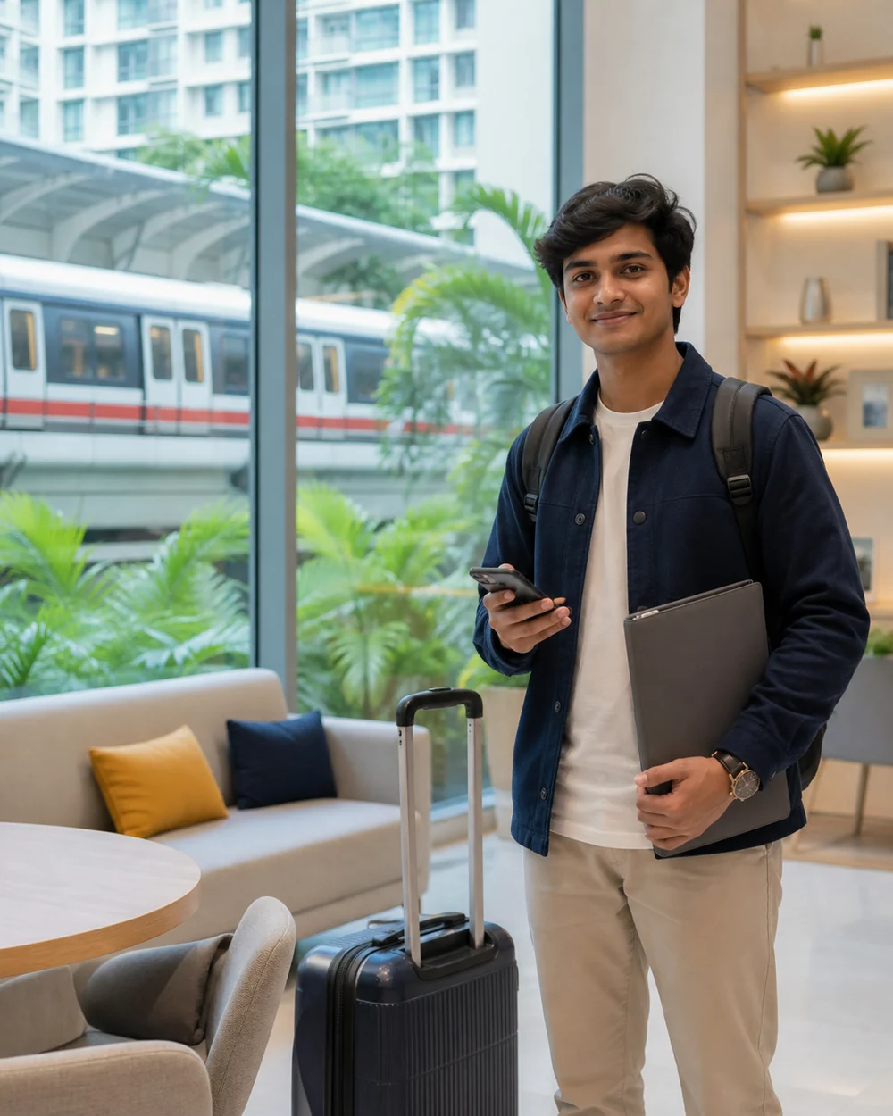 Student arriving in Singapore for a new chapter
